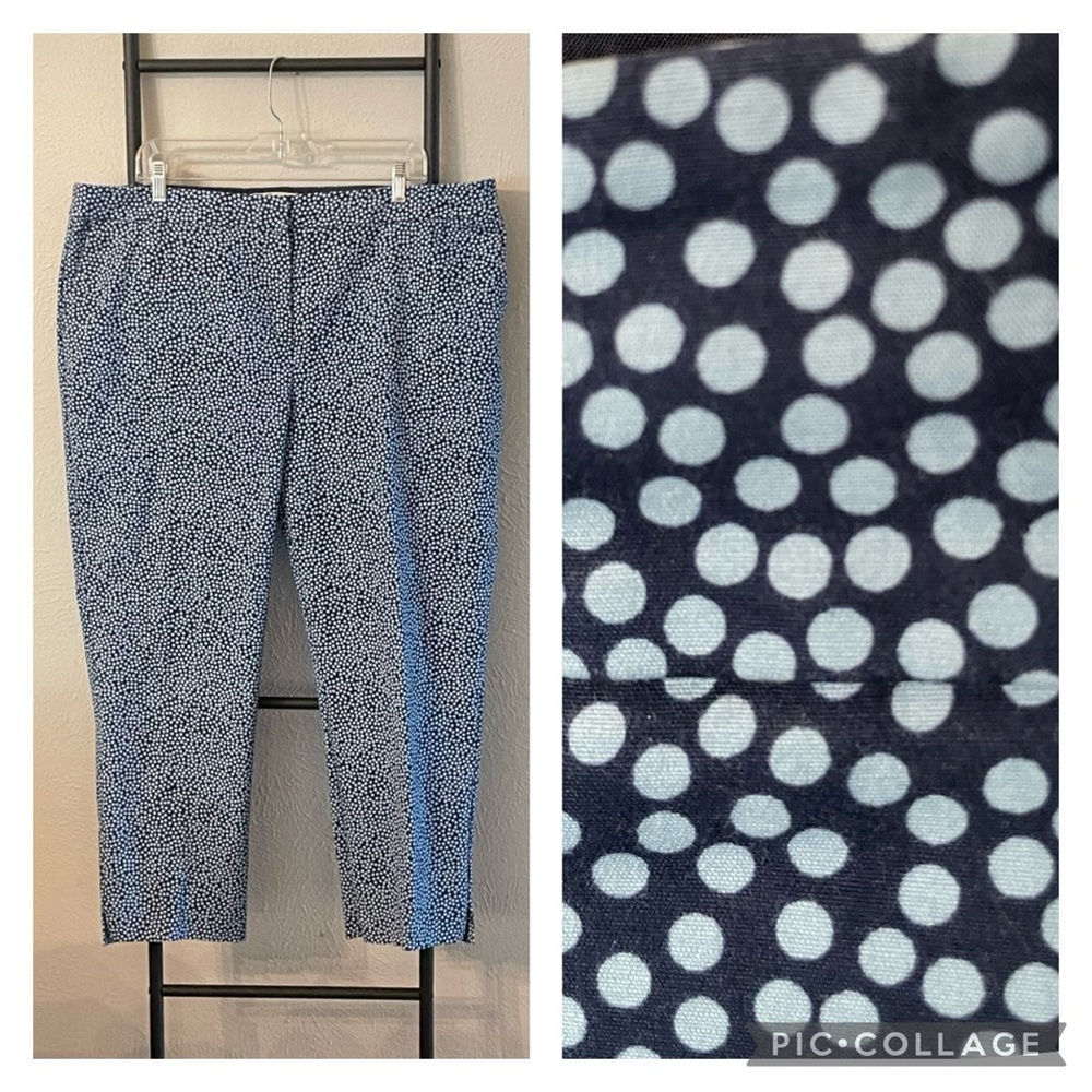 Boden Blue and White Polka Dot Cropped Pants
